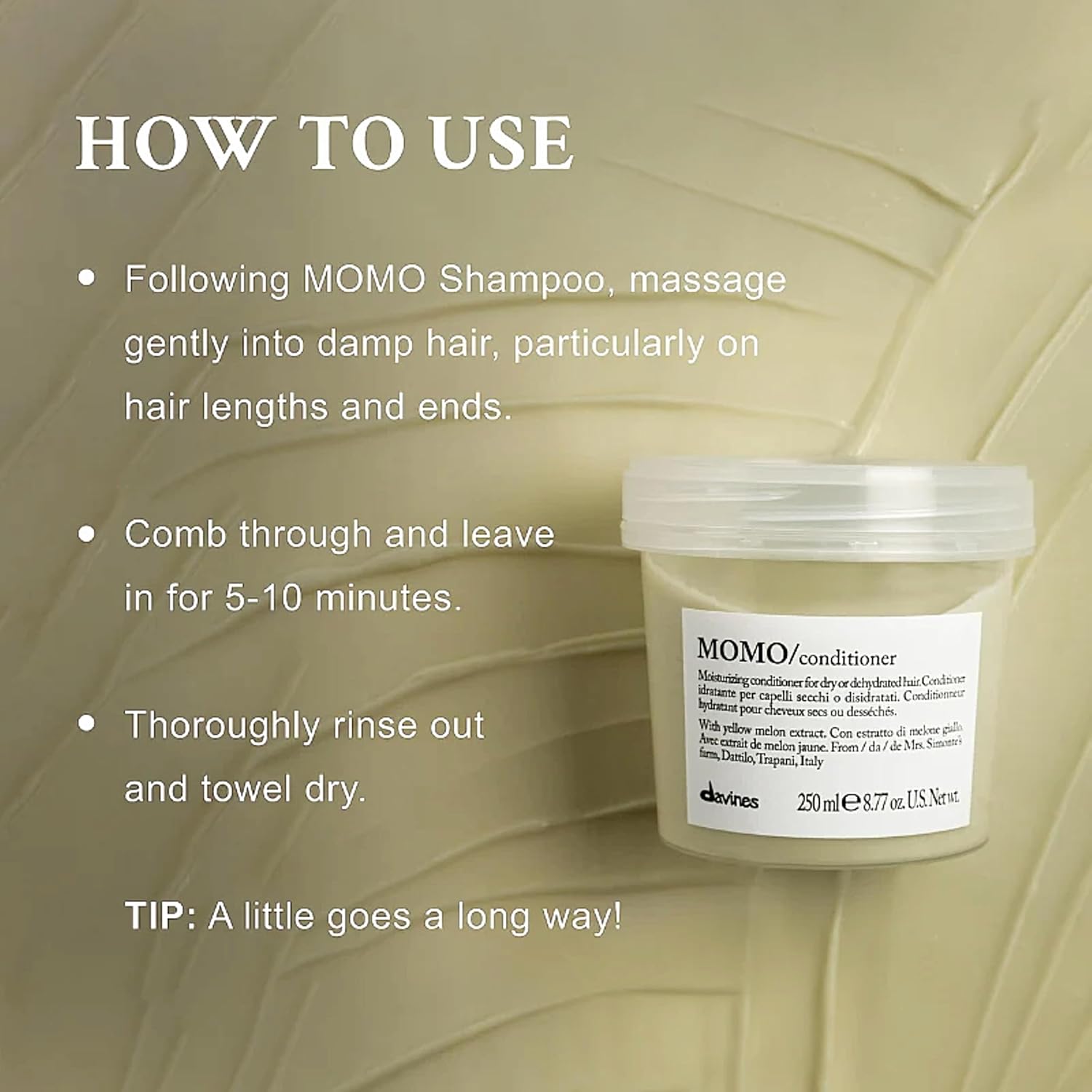 Davines MOMO Conditioner 75 ml – For Hydrating Hair with Cartucciaru Melon & Jojoba