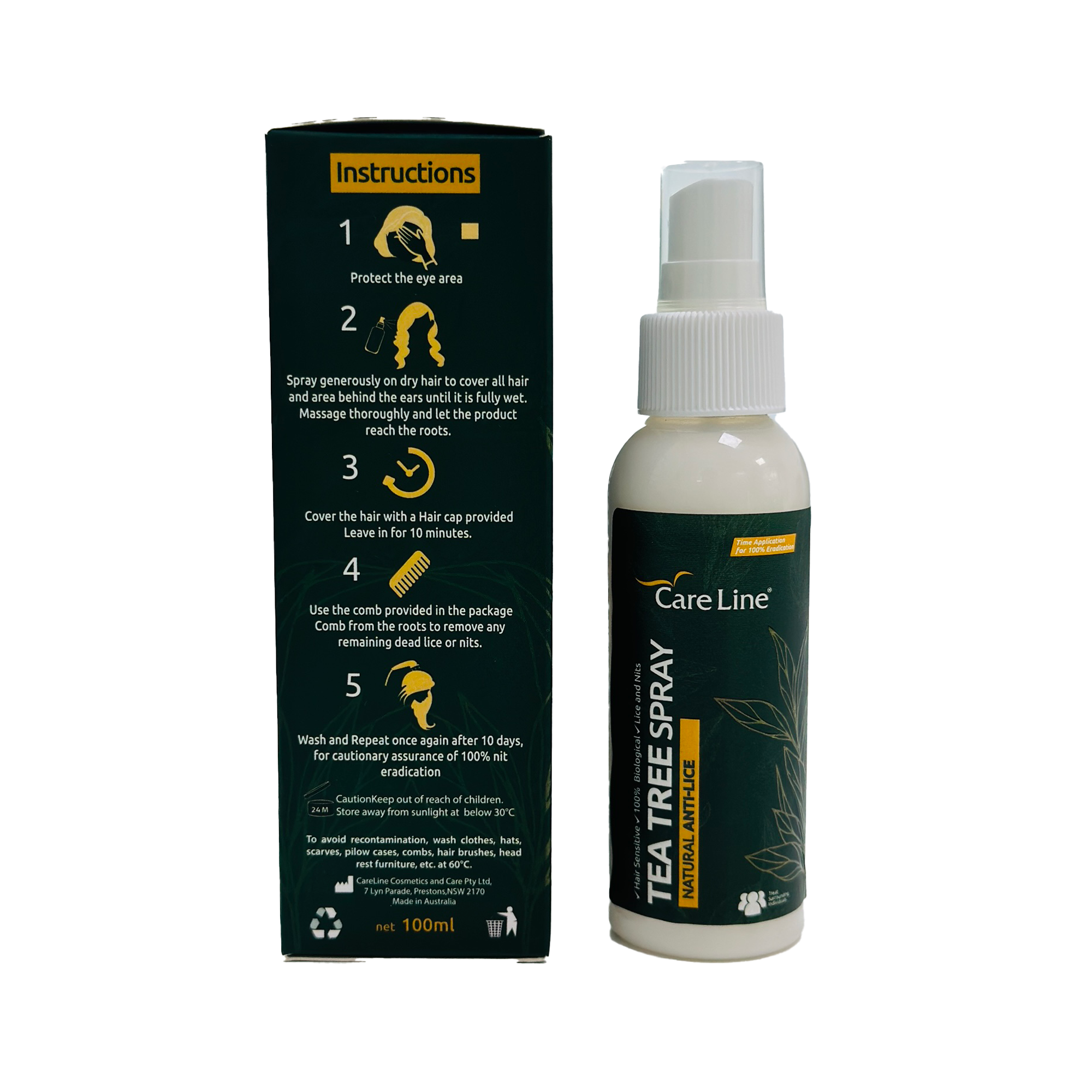 Care Line Natural Anti Lice – Tea Tree Spray 100ml