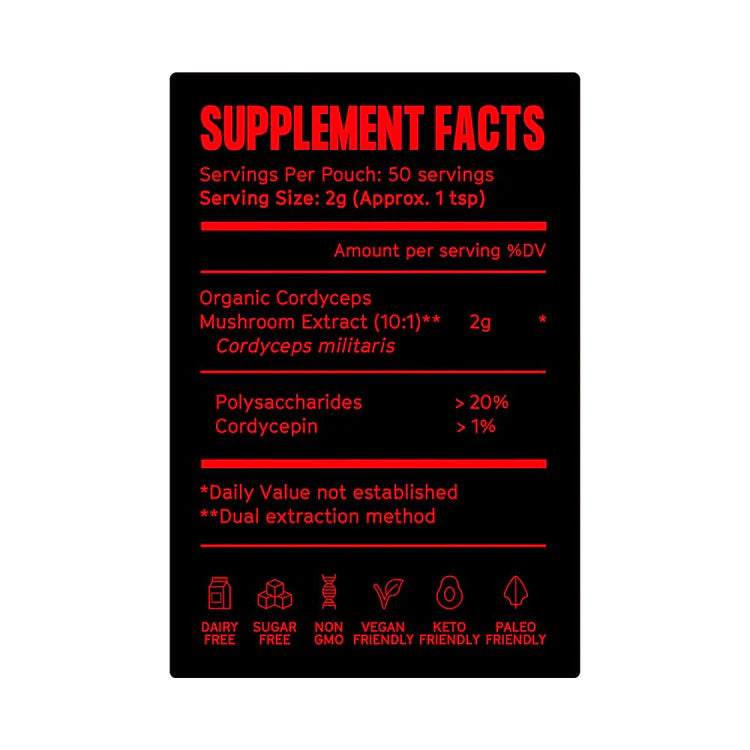 Pure Filth Cordyceps Mushroom Extract Powder 100g