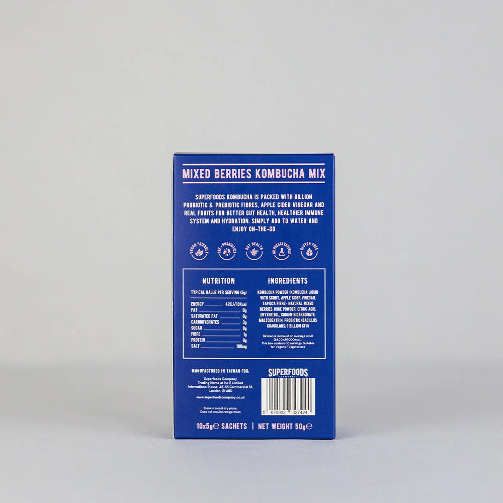 Superfood Instant kombucha Box - Mixed Berries Flavour Sachets 10 x 5g - 50G