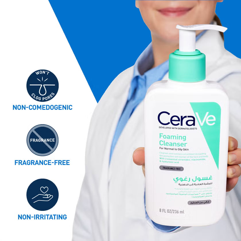 CeraVe Foaming Cleanser Gel Moussant Normal to Oily Skin 236ml.