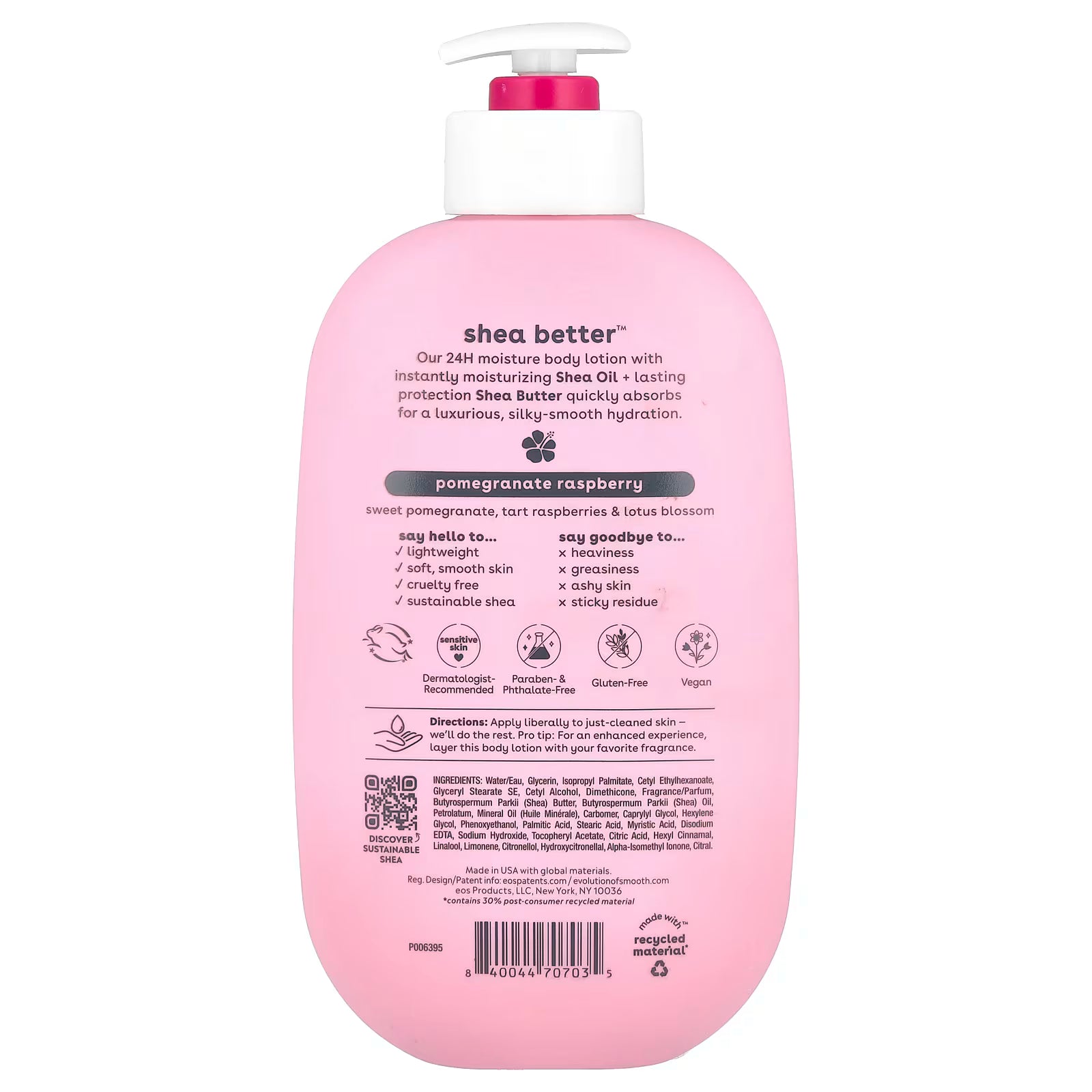 EOS, Shea Better™, 24H Moisture Body Lotion, Pomegranate Raspberry, 16 fl oz (473 ml)