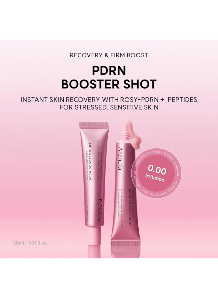 Arencia PDRN Booster Shot Face & Eye Moisturizer 30ml – Skin Recovery Rosy-PDRN Complex 5% + Peptides for Sensitive Skin