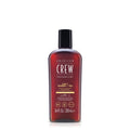 Red bottle of American Crew shampoo and conditioner on a white background