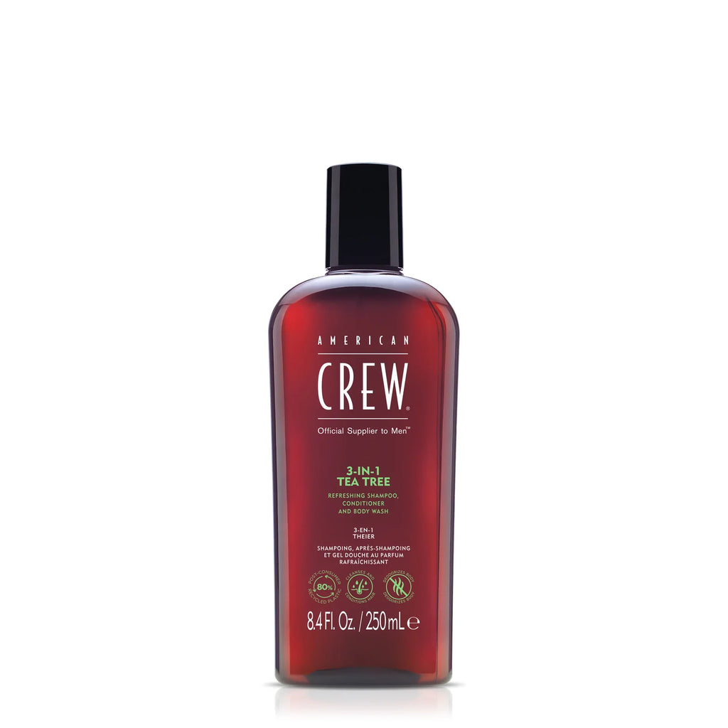 American Crew 3-in-1 Tea Tree Shampoo, Conditioner & Body Wash for Men (250 ml)