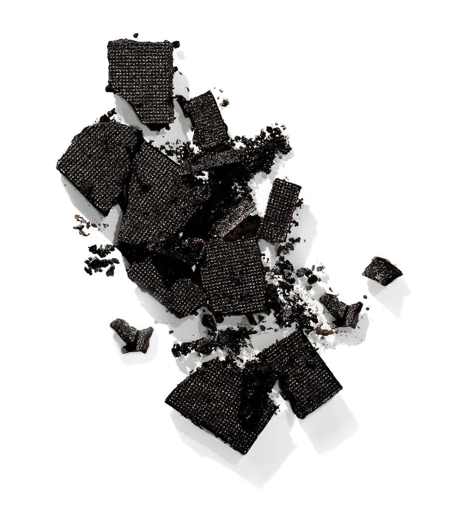 Black chocolate bars on a white background