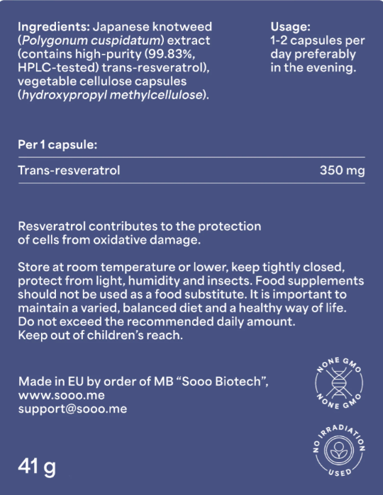 SOOO solid: 99.83% purity Trans-Resveratrol
