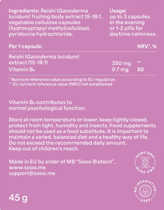 SOOO calm: Reishi extract 15-18:1