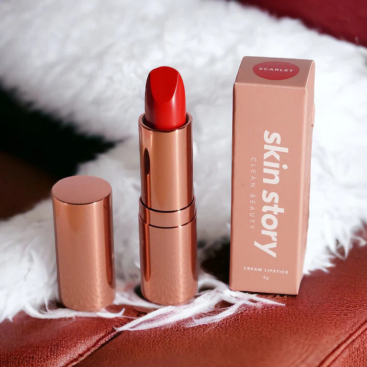 SKIN Story Scarlet Lipstick Clean Beauty lip Color