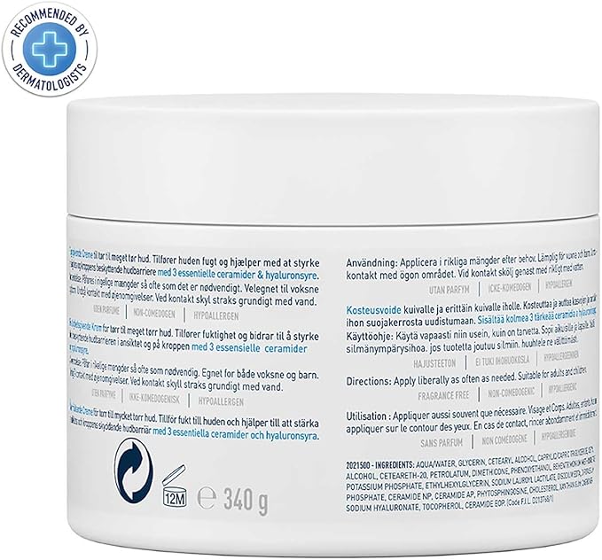 CeraVe Fragrance Free Moisturising Cream For Dry To Very Dry Skin 340g