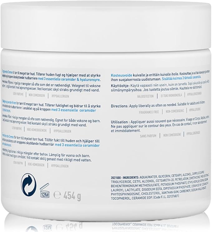 CeraVe Fragrance Free Moisturising Cream For Dry To Very Dry Skin 454g