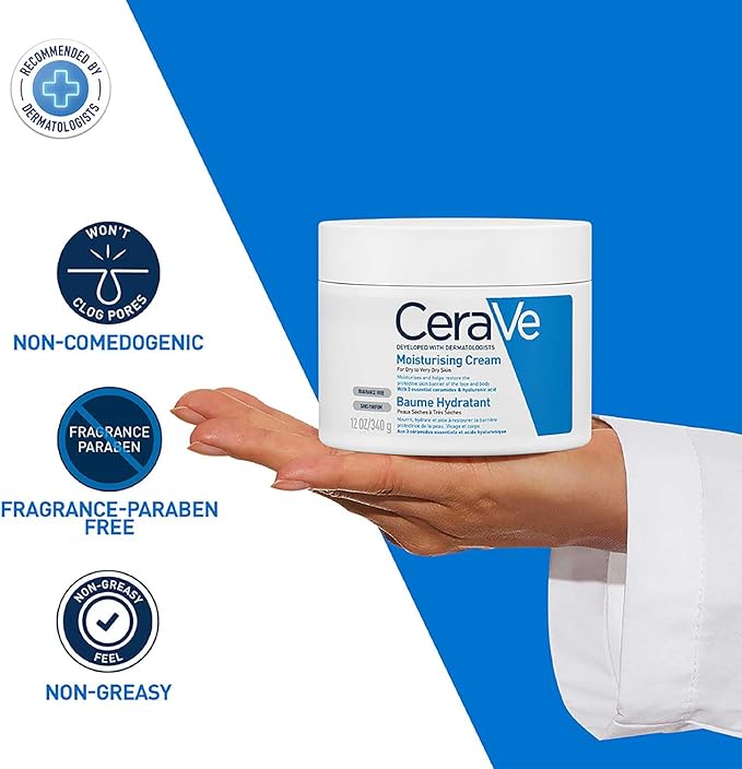 CeraVe Fragrance Free Moisturising Cream For Dry To Very Dry Skin 340g