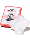 Body peeling pad with packaging on a white background