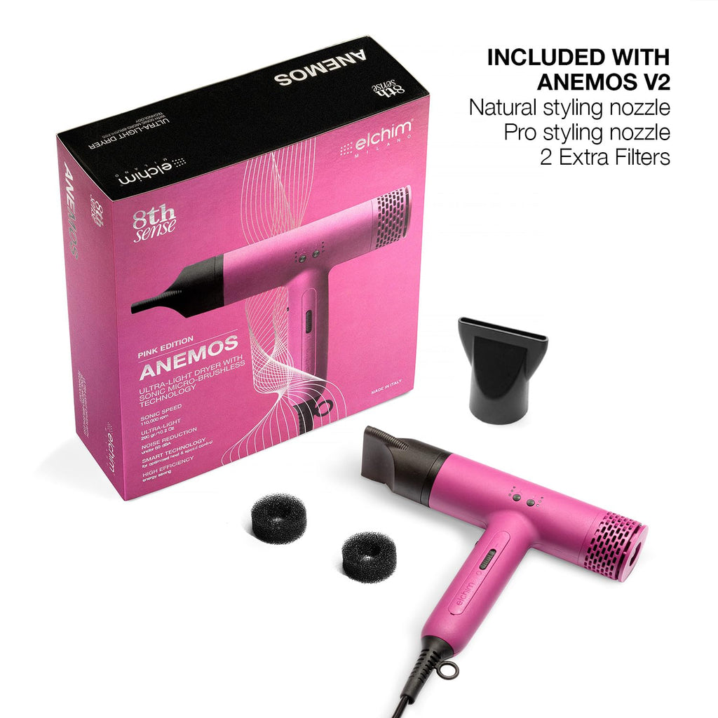 Elchim hair dryer - Anemos V2 Ultra-Light Professional Pink Purple