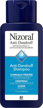 Nizoral Anti-Dandruff Shampoo bottle with blue and white label