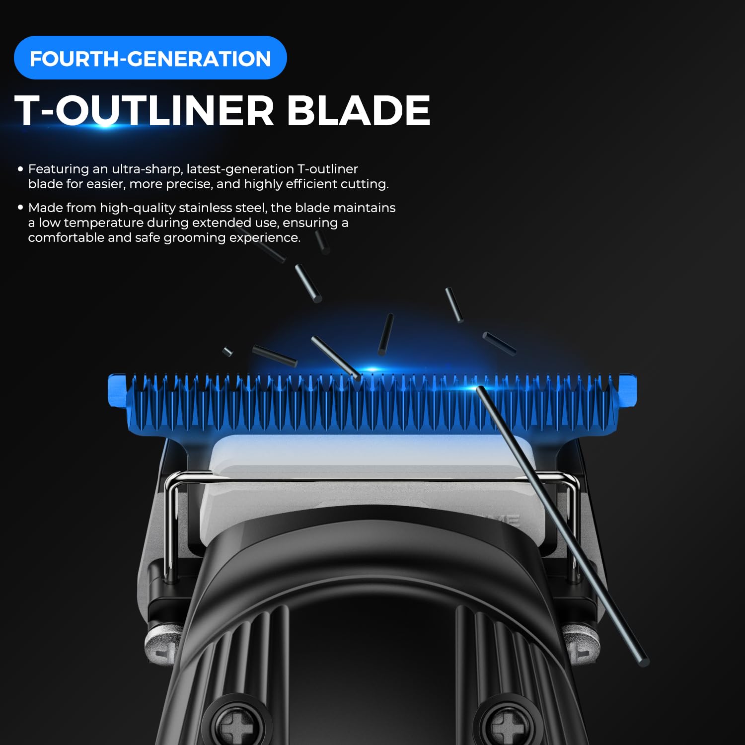 Hush Professional Hair Trimmer T2 for Men – Beard Trimmer with Fourth-Gen T-Outliner Blade, 7200 RPM Powerful Motor, Low Noise Cordless Trimmer with 2 Interchangeable Body Kits