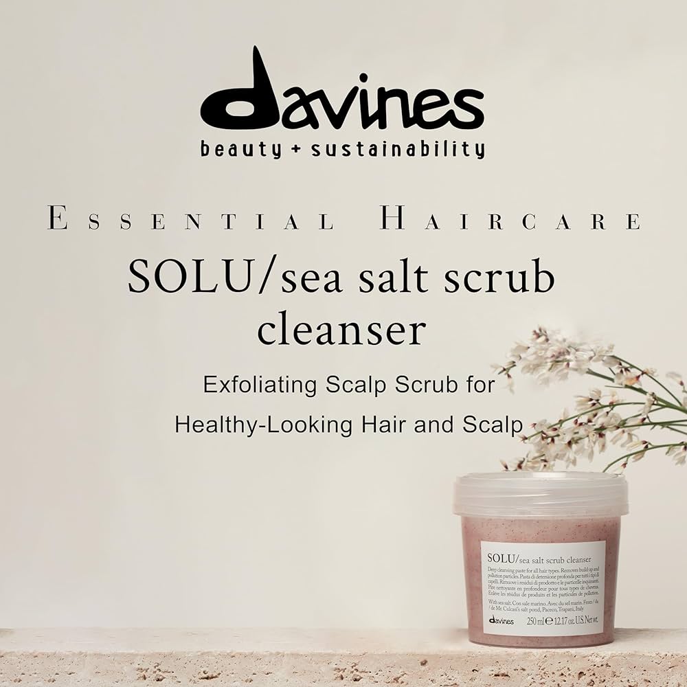 Davines Solu Sea Salt Scrub Cleanser 250 ml – Clarifying Exfoliating Scalp Treatment