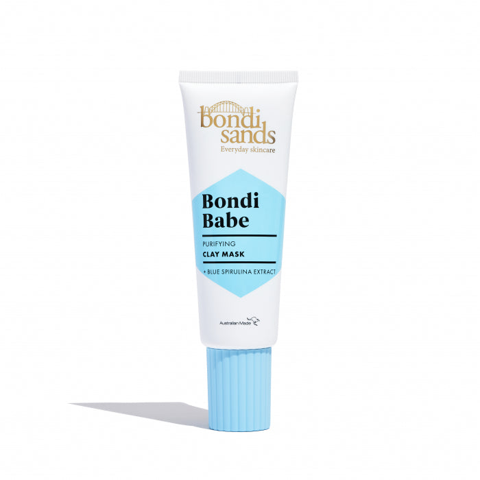 Tube of Bondi Sands Bondi Babe clay mask on a white background