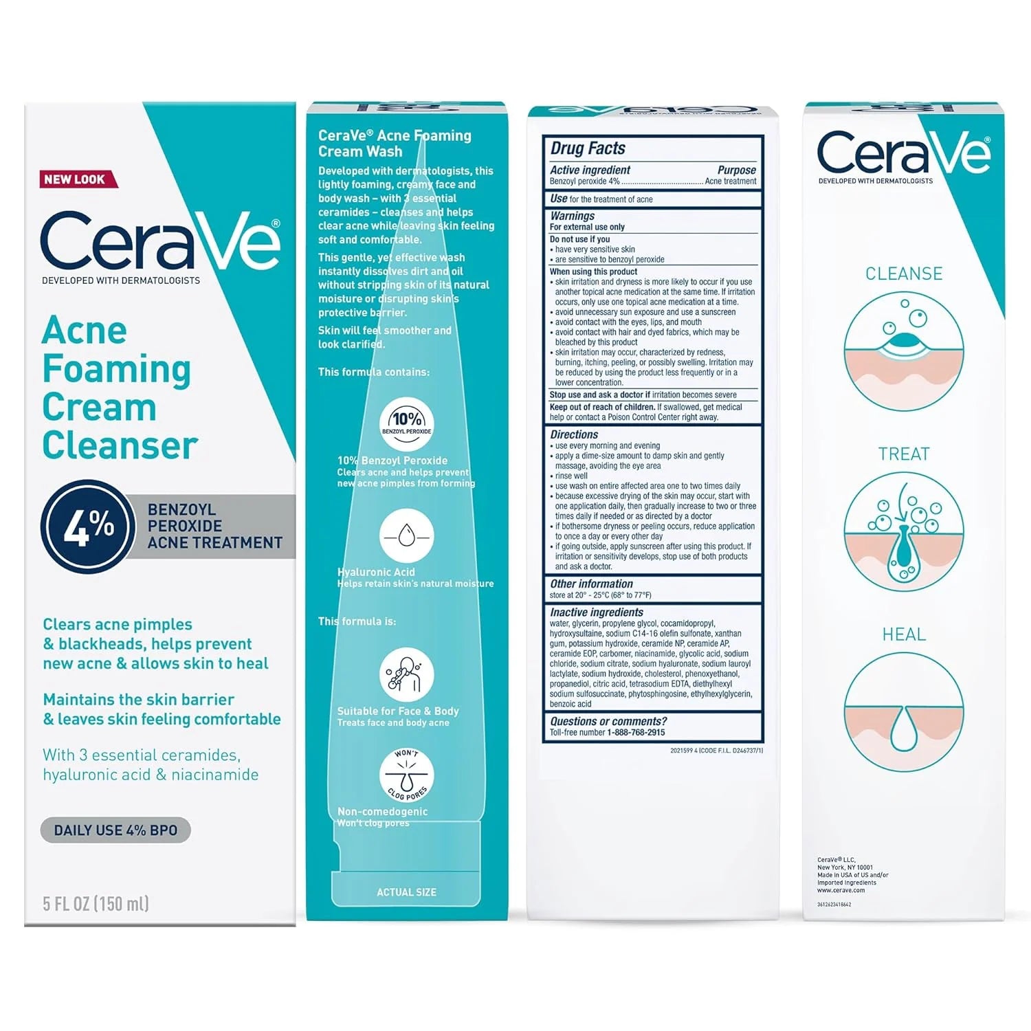 CeraVe Anti‑Acne Foaming Cream Cleanser 4% 150ML