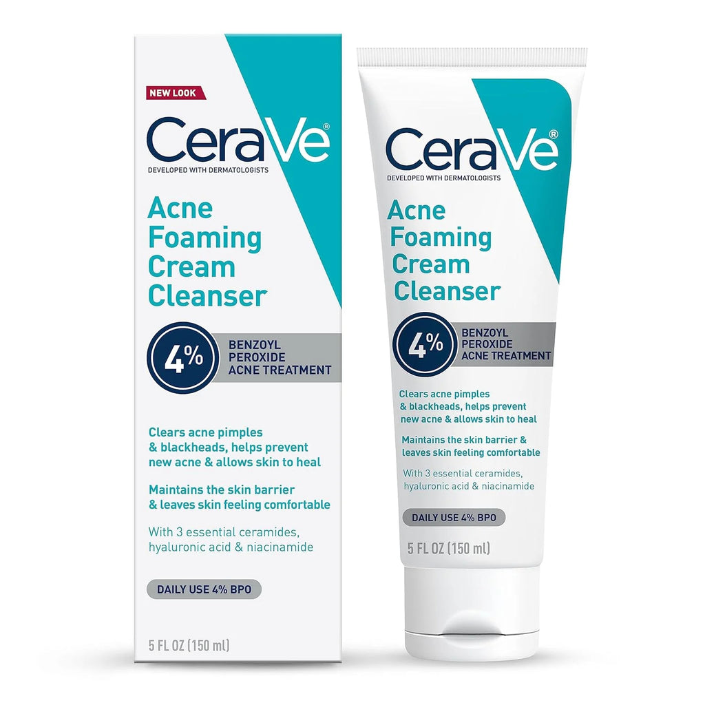 CeraVe Acne Foaming Cream Cleanser packaging on a white background