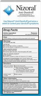 Nizoral Anti-Dandruff shampoo box with drug facts label
