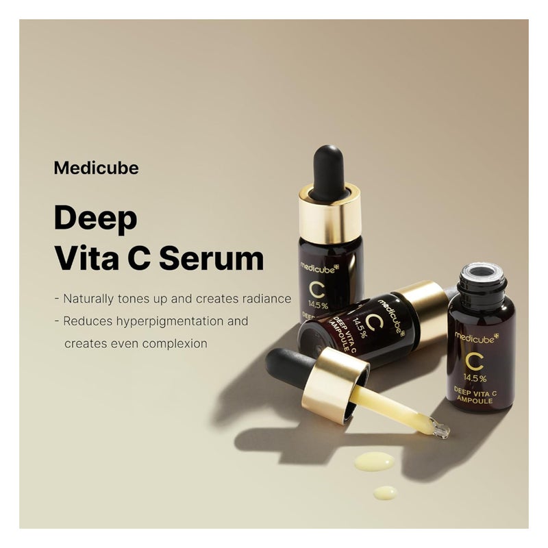 Medicube Deep Vita C 14.5% Ampoule 2.0 For Skin Brightening 10ml, Pack of 3’s.