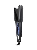 Black hair straightener with digital display on a white background
