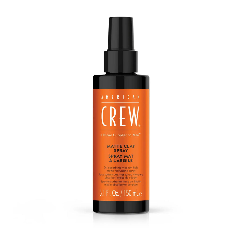 American Crew matte clay spray bottle on a white background