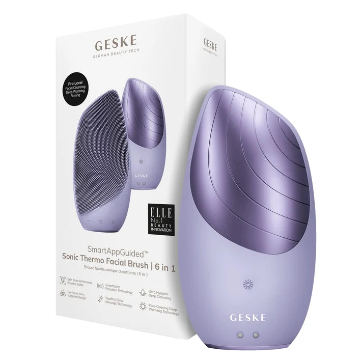 Geske Sonic Thermo Facial Brush 6-in-1 Heated Cleansing Brush Purple