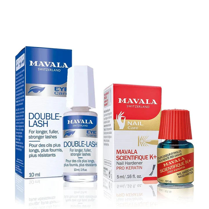 Mavala eye care and nail care products on a white background