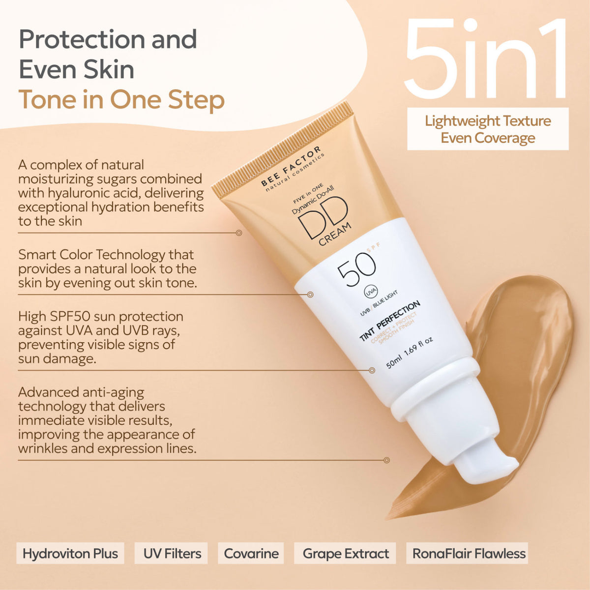 Bee Factor Natural Cosmetics DD Cream SPF50 Shade 02 - 60ml