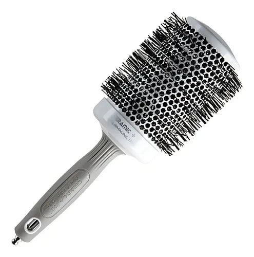 Hairbrush with round bristle design on a white background