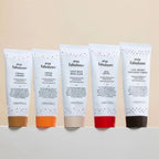 Five evo fabuloso hair color products on a beige background