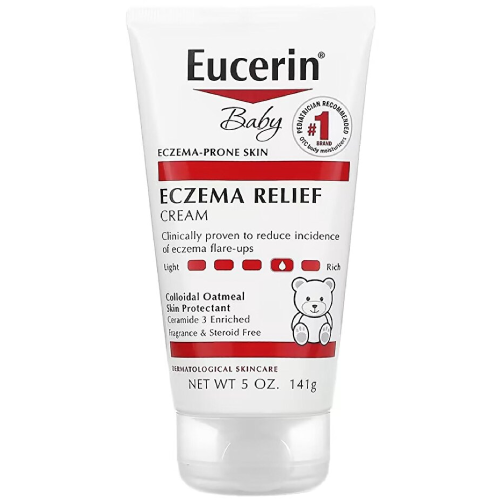 Eucerin Baby Eczema Relief Cream tube on a white background