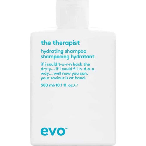 Evo 'the therapist' hydrating shampoo bottle on a white background