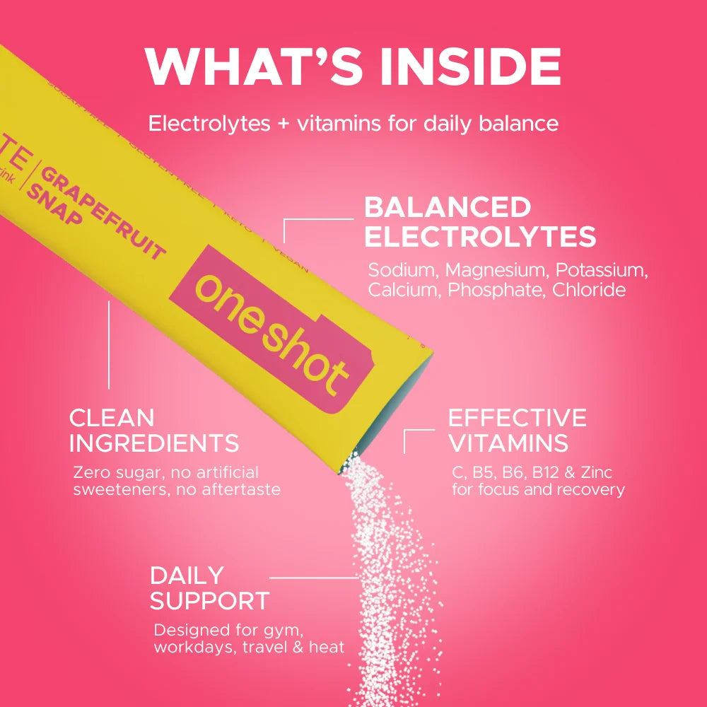 Oneshot Hydrate Electrolyte & Vitamin Drink Mix Grapefruit Snap (14 Sticks)