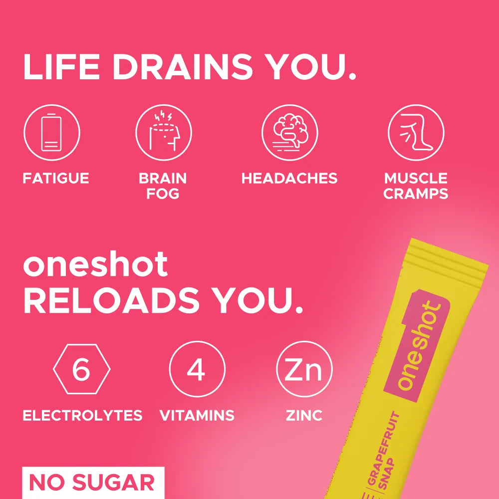Oneshot Hydrate Electrolyte & Vitamin Drink Mix Grapefruit Snap (14 Sticks)