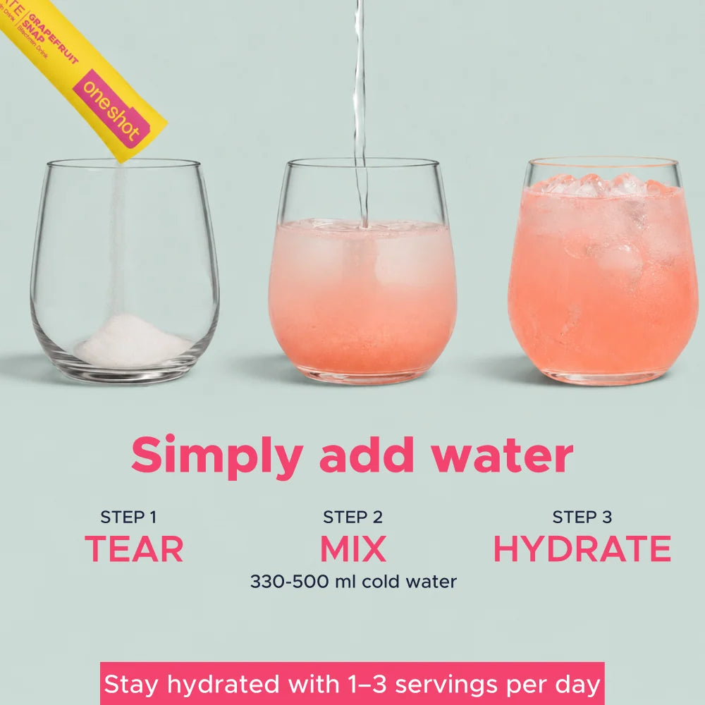 Oneshot Hydrate Electrolyte & Vitamin Drink Mix Grapefruit Snap (14 Sticks)