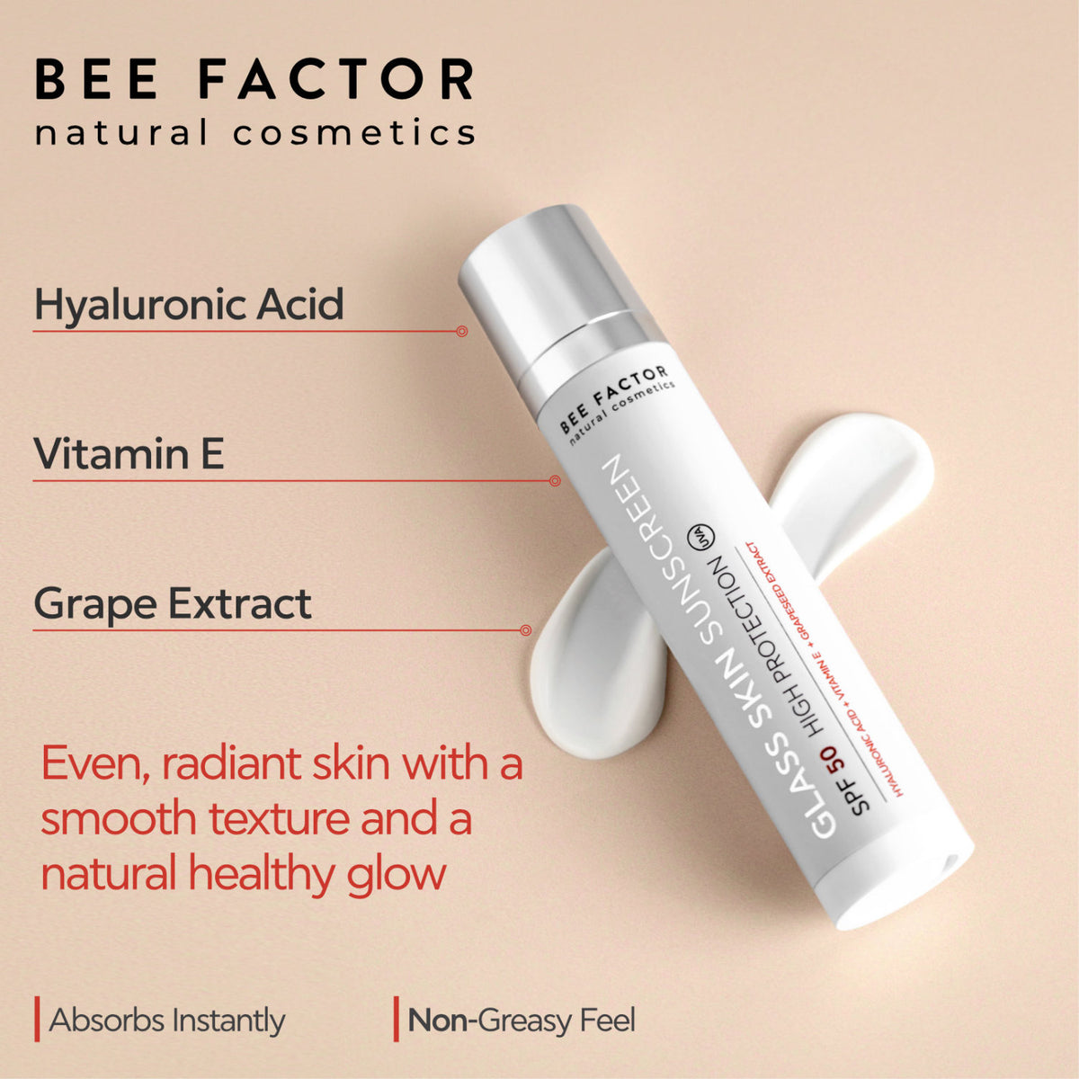 Bee Factor Natural Cosmetics Glass Skin Suncreen SPF 50