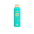 Isdin sunscreen spray bottle on a white background
