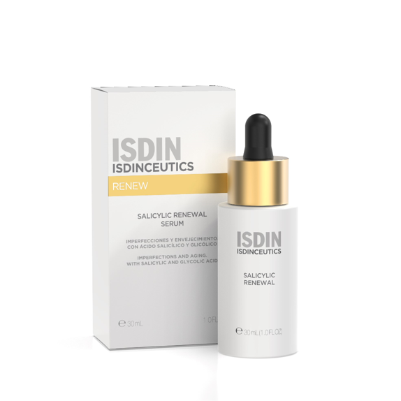 ISDIN Isdinceutics Salicylic Renewal Serum and packaging on a white background