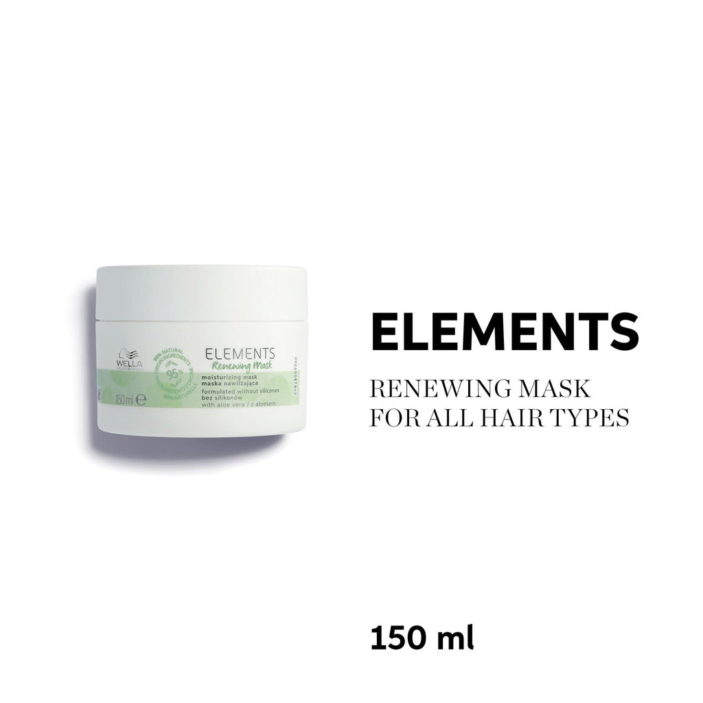 Jar of hair mask with 'Elements' branding on a white background
