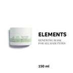 Jar of hair mask with 'Elements' branding on a white background