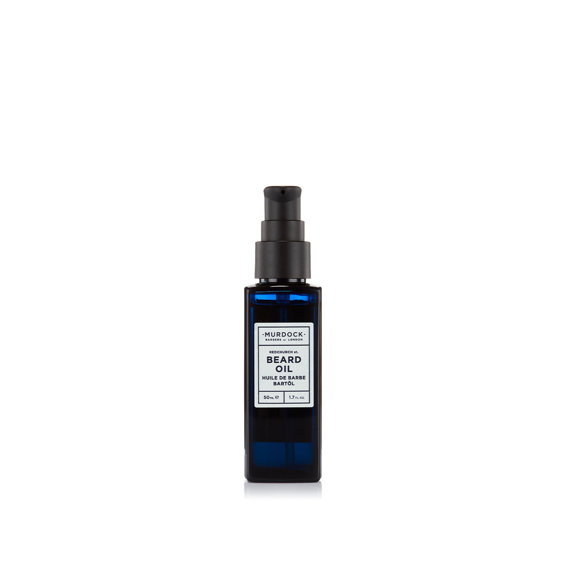 Bottle of Murdock London beard oil on a white background