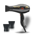 A black Parlux Advance Hair Dryer with a 2200 PARLUX logo on the body and two different nozzles displayed in front.