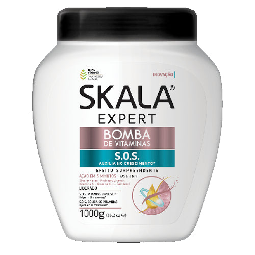 Skala Expert hair product jar with black lid on a white background