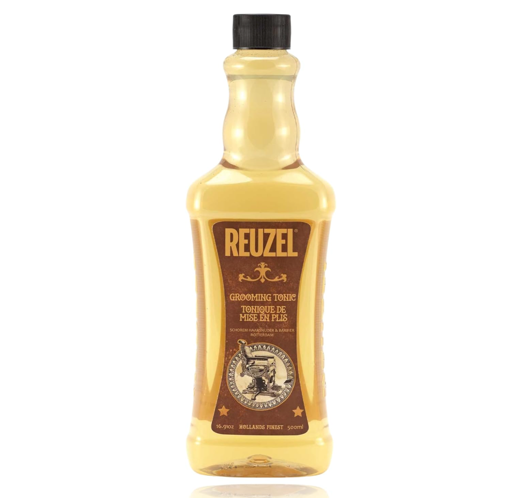 Reuzel grooming tonic bottle on a white background