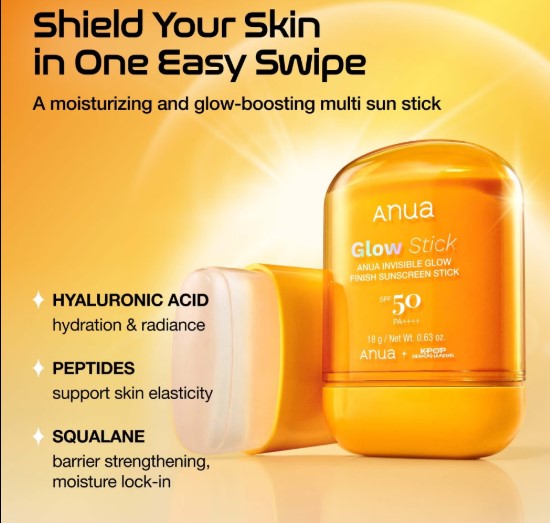 ANUA Invisible Glow Finish Sunscreen Stick SPF50+ PA++++ 18g