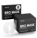 Jaxon Lane Bro Mask cooling eye gels with salbutamol, showing the black retail box, a stack of individual packet sleeves, and two white oval-shaped eye gel patches on a clean white background.