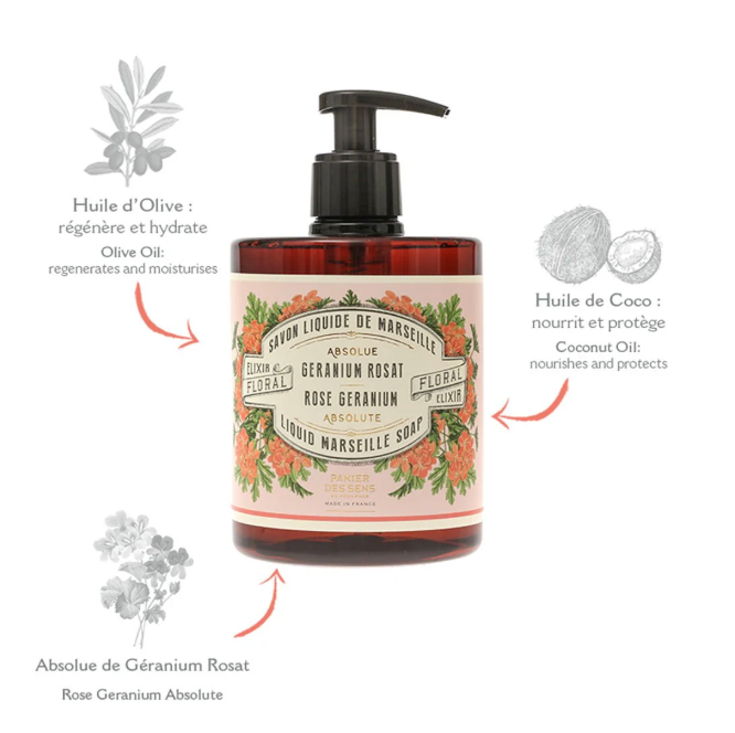 Panier Des Sens Absolute Liquid Marseille Soap Rose Geranium 500ml